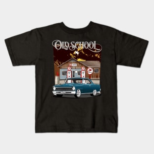 1967 Blue Chevrolet Nova Old School Print Kids T-Shirt